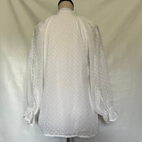 Chic Me Swiss Dot Blouse Sz M Coquette Fairycore Sheer Cottage White Ethereal - Picture 8 of 14